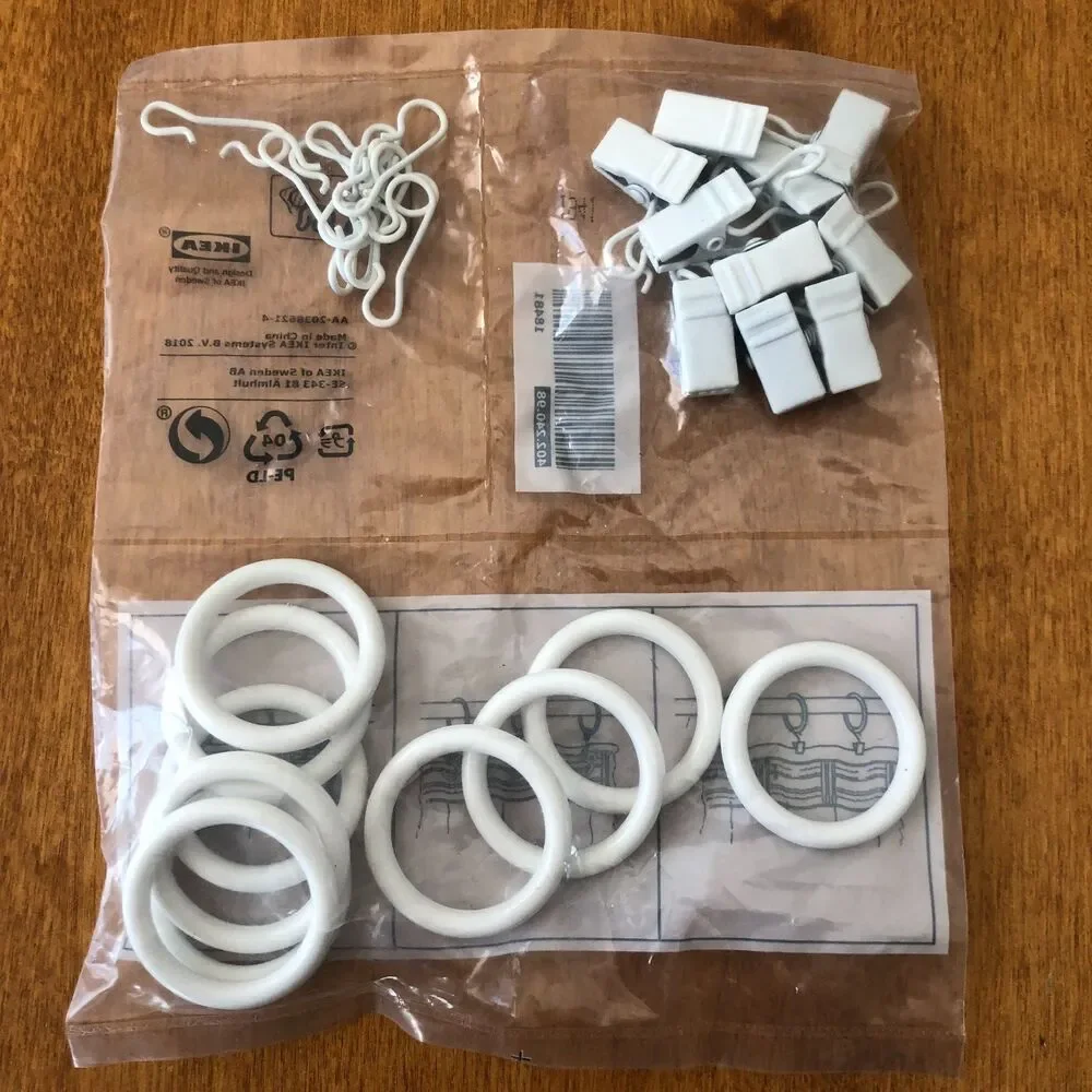 Ikea SYRLIG Curtain Ring Set 10-pack w/ Hooks & Clips 1